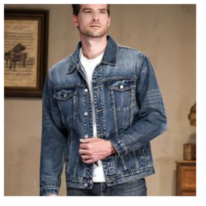 Veste en jean d'hiver décontractée pour hommes de style vintage avec couleur unie, vêtements d'extérieur en coton à coupe ample, coupe ajustée, design à simple boutonnage - Product Image 4