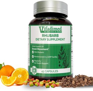 Rhubarb Bitter Orange Dietary <b>Supplement</b> 45 Capsules for Gut & <b>Liver</b> Support Adult Natural Herbal Digestive Aid - Product Image 1