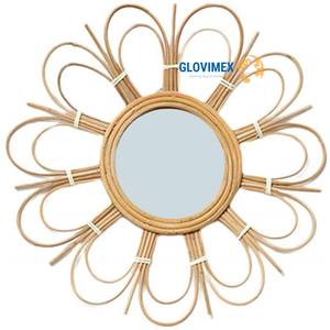 Meubles de salon miroir en rotin bambou naturel fabriqué à la main de style bohème Vietrustic - Product Image 1