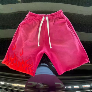 100% algodón francés Terry serigrafía drapeado lavado ácido pantalones cortos deportivos transpirables Sun Faded Shorts - Product Image 5