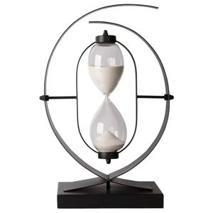 Reloj de arena con recubrimiento de polvo negro, decoración del hogar, diseño personalizado, estilo moderno, venta al por mayor, reloj de arena giratorio, temporizador, reloj de arena de 30 minutos - Product Image 4