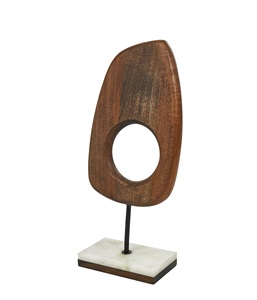 Sculpture moderne en bois de manguier naturel 8" x 4" x 18" marron, grande sculpture en bois sculpté - Product Image 1