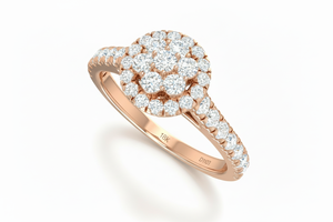 Bague de fiançailles pour femme en or 14 carats avec double halo de diamants classiques - Product Image 4