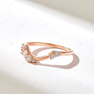 Anillo de compromiso de oro macizo de 14k con diamante cultivado en laboratorio certificado por IGI de 0.25 CTW, color SI GH, diseño de onda, apilable, único y delicado para mujer - Product Image 3