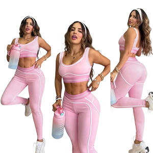 Conjunto de Dos Piezas de Diseño de Lujo para Mujer, Top Deportivo de Yoga, Sujetador Deportivo, Leggings de Cintura Alta, Ropa Deportiva Elástica para Gimnasio - Product Image 5