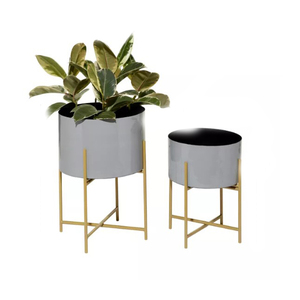 High Stability Iron Metal <b>Flower</b> <b>Pot</b> <b>Planter</b> With Stand for Home Decor and Gifting Purpose Pairs Of 2 - Product Image 3