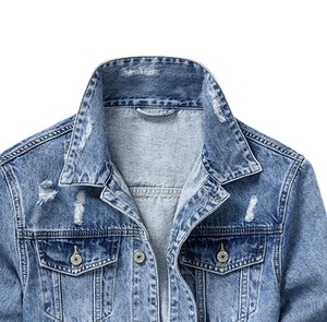 Venta al por mayor de chaquetas de mezclilla baratas de los hombres chaquetas de mezclilla clásicas cómodas de los hombres chaqueta de calidad superior de los hombres personalizados súper rasgados - Product Image 3