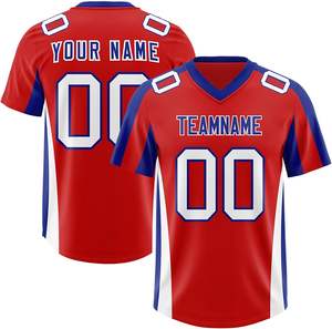Camisetas de equipo de fútbol americano de diseño personalizado, logotipos bordados, tela elástica duradera, transpirable, corta, entrega rápida, de talla grande - Product Image 1