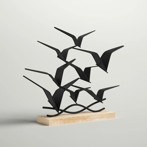 A-One Quality Birds Goose Walking Sculpture con sombrero y cesta para Farmhouse Kitchen Display Flames Decor Escultura de metal - Product Image 1