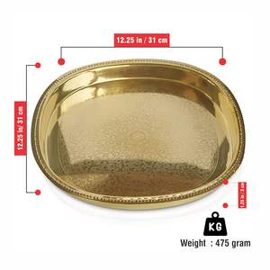 Plateau de service en laiton doré poli imitation antique, artisanat exquis pour une décoration de cuisine élégante, article cadeau par Calvin Handicraft - Product Image 3