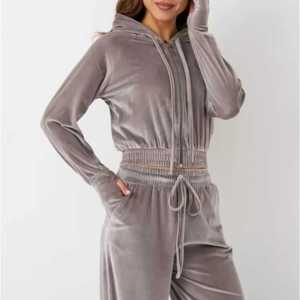 ชุดวอร์ม2ชิ้นสำหรับผู้หญิงชุดวอร์มผ้ากำมะหยี่สำหรับ2026เสื้อวอร์มแบบมีซิปติดโลโก้ออกแบบได้ตามต้องการ - Product Image 6