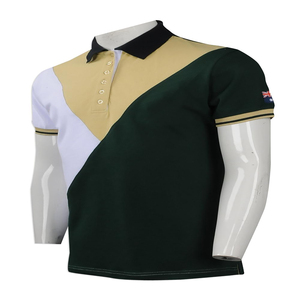 เสื้อยืดสำหรับผู้ชายเสื้อโปโลผ้าคอตตอน100% ทรงสลิมฟิตระบายอากาศลายพื้นทำจากผ้าเจอร์ซีย์ - Product Image 5