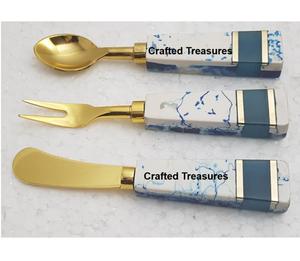 Sustainable Metal Cheese <b>Knife</b> & Butter Spreader Set Stainless Steel <b>Blade</b> with Epoxy Resin Handle for Home & Hotel Kitchen Use - Product Image 6