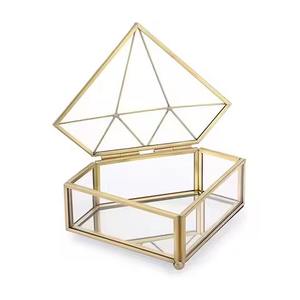 Fabulous Triangle Shape Metal and <b>Glass</b> Jewelry <b>Box</b> for Display and Storage Jewelry Organization - Product Image 3