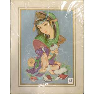 Pintura artesanal en miniatura persa, lista para colgar, para decoración de pared del hogar, 14 x 18 Abcpm0251 - Product Image 1