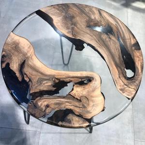 2025 nueva llegada mesa de centro de epoxi de madera de acacia con patas de metal a un precio razonable - Product Image 3