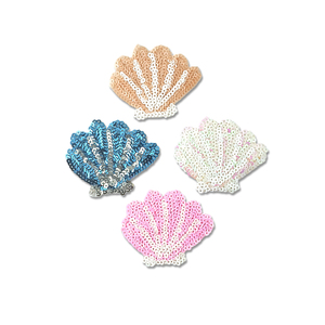 Patch brodé thermocollant en forme de coquille avec sequins en plastique pour la décoration de chapeaux et de vêtements - Product Image 6