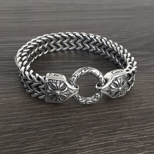 <b>Men's</b> <b>Stainless</b> <b>Steel</b> <b>Bracelet</b>, <b>Men's</b> <b>Bracelet</b>, Gothic <b>Bracelet</b>, Oxidized <b>Bracelet</b>, Cross <b>Bracelet</b> For <b>Men</b> - Product Image 1