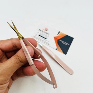 Pince à épiler et ciseaux professionnels légers et écologiques en acier inoxydable de précision à pointe fine pour le soin des sourcils, avec logo personnalisé - Product Image 3