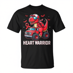 T-shirt per bambini Dino Trex con design Heart Warrior per la sensibilizzazione sulle malattie - Articolo promozionale - Product Image 2