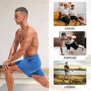 Shorts en polaire légers pour hommes 100% coton Tissu en laine solide Taille élastique Confort décontracté Durable Port quotidien - Product Image 4