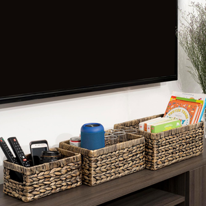 Venta al por mayor de Vietnam, cestas de jacinto de agua tejidas marrones con doble asa para organizar y almacenar ropa y ropa - Product Image 6