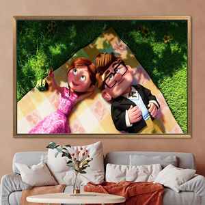 แคนวาสพิมพ์ลาย Carl & Ellie, ศิลปะติดผนังรูปแบบนามธรรม, ของตกแต่งบ้านสุดโรแมนติก,1P:กรอบสีทอง - Product Image 1