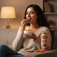 Glee Impex Peri Peri Makhana 80g, Bajo en Grasa, Picante, Tostado, en Envase Cilíndrico, Sin Gluten, Alto en Proteínas y Fibra, Marca Privada