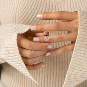 Bague de fiançailles Moissanite taille ovale antique Bague de mariage en or jaune 18 carats Bague d'anniversaire Cadeau pour femme - Product Image 4