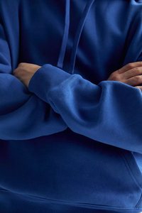 Sudadera Extra Grande Azul Egipcio para Hombre, Mezcla de Poliéster/Algodón, Térmica, Otoño/Invierno, con Capucha de Encaje, Bolsillos en el Cuello - Product Image 5