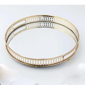 Meilleure vente plateau décoratif en verre miroir ornements Design créatif bijoux plateaux stockage luxe vanité plateau de service. - Product Image 5