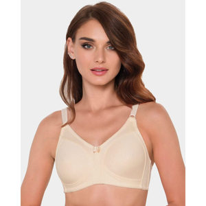 Soutien-gorge minimisant en coton 330 sans armatures, respirant, confortable, ajustable, push-up, fermeture à crochets, motif uni, lingerie tissée, bonnet avec logo - Product Image 3