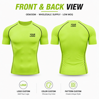Hauts de sport compressifs pour hommes en polyester à séchage rapide, sous-couche, avec cordon de serrage, couleur unie, manches courtes, shorts