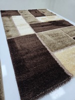 Tapis turc Adiva Shaggy en polyester fait main de Gaziantep, avec envers en latex, réversible, rectangulaire, pour salon, à poils longs