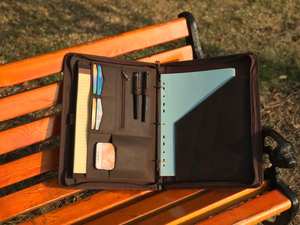 Portafolio de Cuero Genuino A4 para Conferencia, Bloc de Notas y Carpeta de Presentación de Documentos de Negocios de Oficina, Diseño Minimalista, Tamaño de 2 a 3 - Product Image 2