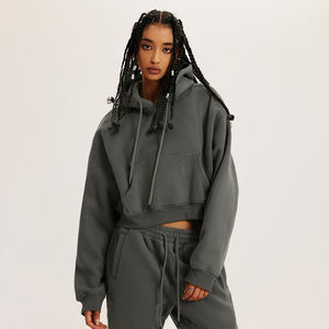 Custom Crop Hoodie Autumn Winter Crop <b>Top</b> Hoodies Drawstring Long Sleeve Cropped <b>Top</b> Hoodie <b>Women</b> 2025 - Product Image 4