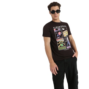 T-shirt unisexe à col rond surdimensionné en coton 150 g/m², imprimé du logo personnalisé du fabricant, style décontracté pour hommes - Product Image 2