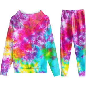 Conjunto de Sudadera con capucha unisex Tie-Dye Fleece, patrón 3D resistente a la decoloración vibrante, opciones de marca personalizadas, servicio OEM/ODM, descuentos por pedidos a granel - Product Image 2