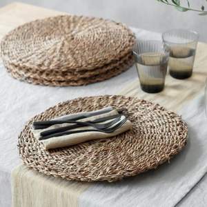 Manteles individuales de estilo bohemio hechos a mano con fibras naturales ecológicas, decoración para comedor, manteles y almohadillas de ratán. - Product Image 1