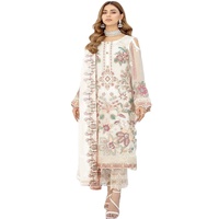 Ramsha Şifon 3 Parça Ağır İşlemeli Dijital Baskılı Kadın Salwar Kameez Parti Kıyafeti Pakistan Tasarımcıları Hint