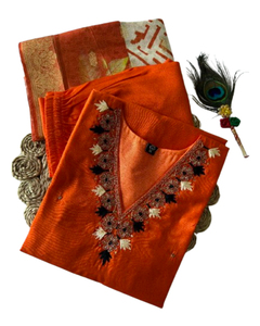 Nouvelle tendance : Kurta/Kurti pakistanais décontracté, style Plazzo, avec dupatta et broderie fantaisie imprimée Seemer, miroir à main original - Product Image 1