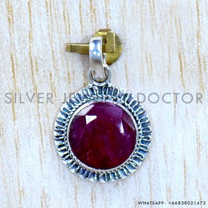 จี้อัญมณีทับทิมจี้เงินสเตอร์ลิง925แท้จี้พลอยชั้นดีขายส่ง - Product Image 2