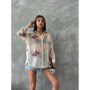 Chemisiers et chemises en organza brodés pour femmes, vente en gros - Product Image 5