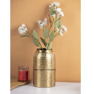Floreros de metal de diseño martillado con acabado plateado y dorado para decoración del hogar y la boda Floreros cilíndricos - Product Image 5