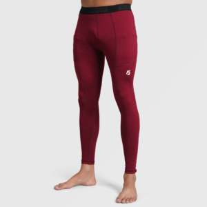 Pantalon de compression pour homme avec imprimé bordeaux, en spandex et polyester, leggings de fitness grande taille avec logo à la taille, modèle MLNG - Product Image 5