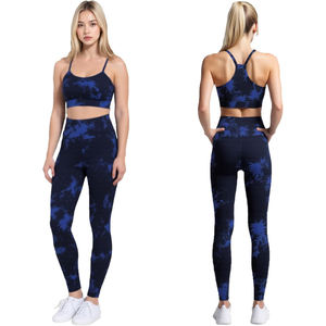ชุดบราและกางเกงเลกกิ้งเอวสูงสำหรับผู้หญิงชุดโยคะออกกำลังกายฟิตเนสยิมเลกกิ้งเอวยางยืด - Product Image 1