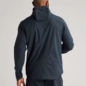 <b>Men</b> Two Piece Set Zip up Windbreaker Nylon Custom Two Piece Hooded Windbreaker Short Set Wholesale - Product Image 2