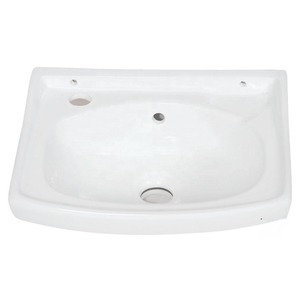Lavabo de cerámica de diseño moderno, lavabo rectangular ovalado pequeño con escurridor para baño de hospital montado en la pared - Product Image 1