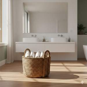 Ensemble de 2 paniers EG en jonc de mer et jacinthe d'eau, artisanat - Product Image 5