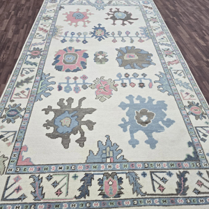 Oushak de lana anudada a mano de alta calidad, Alfombra de estilo nudo turco de 5x8 pies, alfombra con patrón abstracto para dormitorio, decoración del hogar, oración - Product Image 3